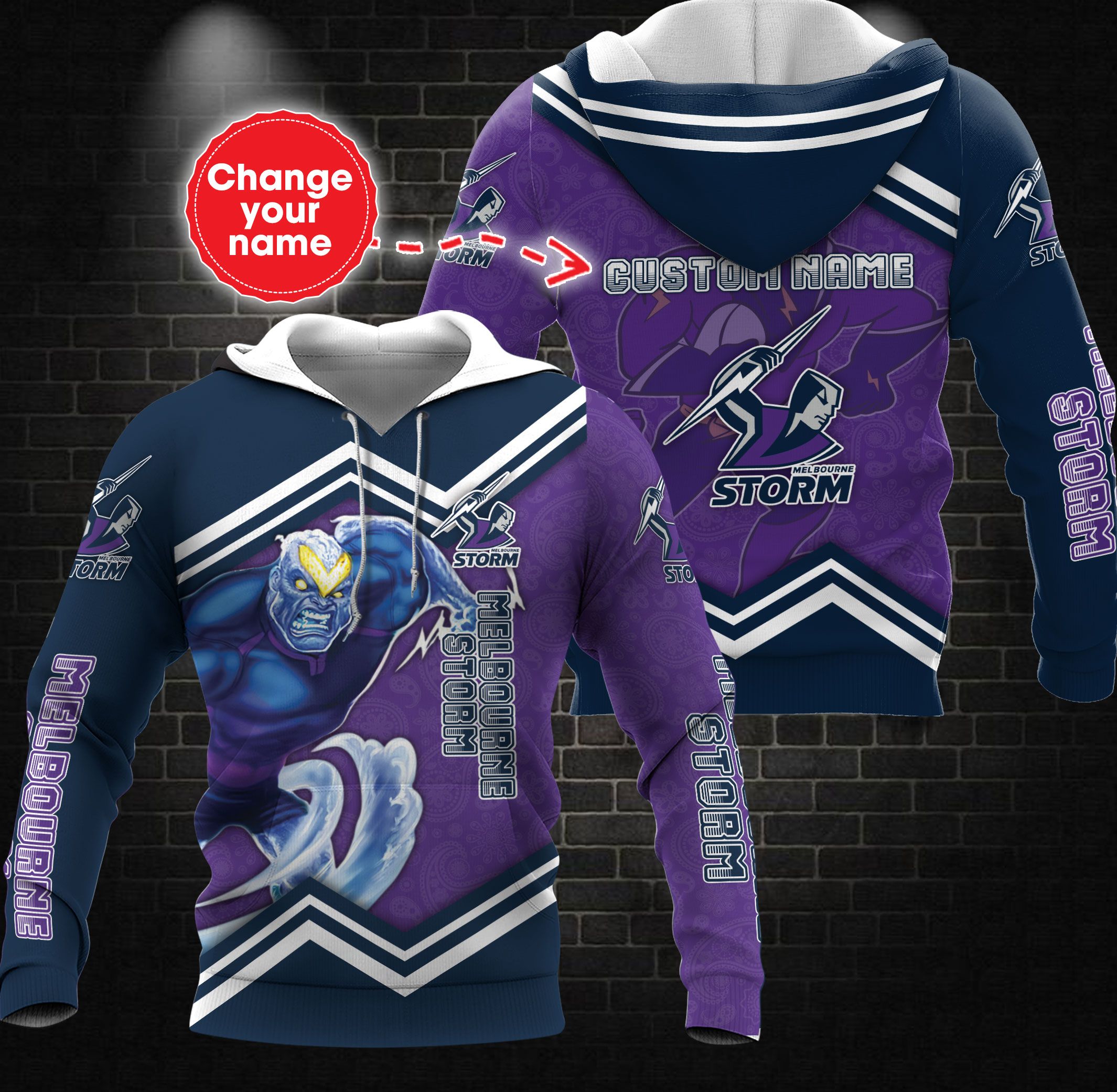 Personalized Melbourne Storm Nrl Mascot Tgiac Custom All Over Print 3D Hoodie