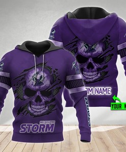 Personalized Melbourne Storm Nrl Skull Custom All Over Print 3D Hoodie