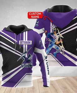 Personalized Melbourne Storm Vector Mascot Nrl Custom All Over Print Zip Up 3D Hoodie - Perfect Gift For Fans