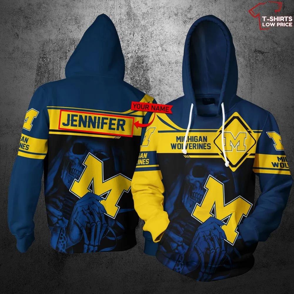 Personalized Michigan Wolverines All Over Print Zip Hoodie, Perfect Gifts For Ncaa Fans