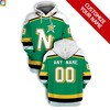 Personalized Minnesota North Stars Nhl All Over Print 3D Zip Up Hoodie With Custom Name And Number
