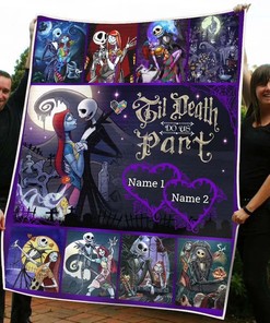 Personalized Name Blanket - Jack Skellington Halloween Fleece, Mink, and Sherpa Blanket