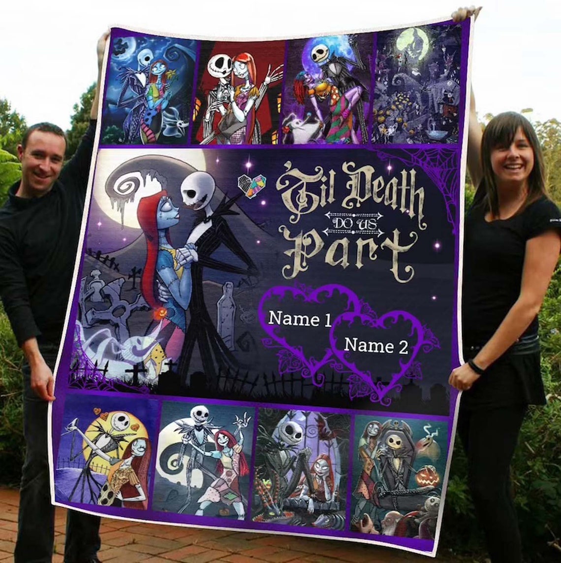 Personalized Name Blanket - Jack Skellington Halloween Fleece, Mink, and Sherpa Blanket