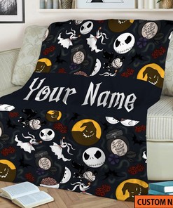 Personalized Name Jack Skellington Halloween Blanket - The Nightmare Before Christmas Gift