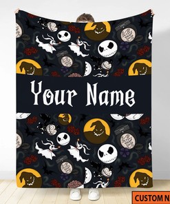 Personalized Name Jack Skellington Halloween Blanket - The Nightmare Before Christmas Gift