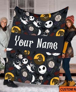 Personalized Name Jack Skellington Halloween Blanket - The Nightmare Before Christmas Gift