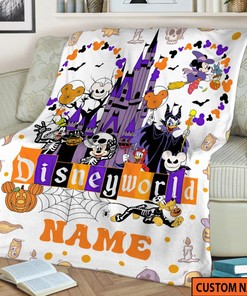 Personalized Name Mickey and Friends Blanket - Halloween Cosplay Villains Gift