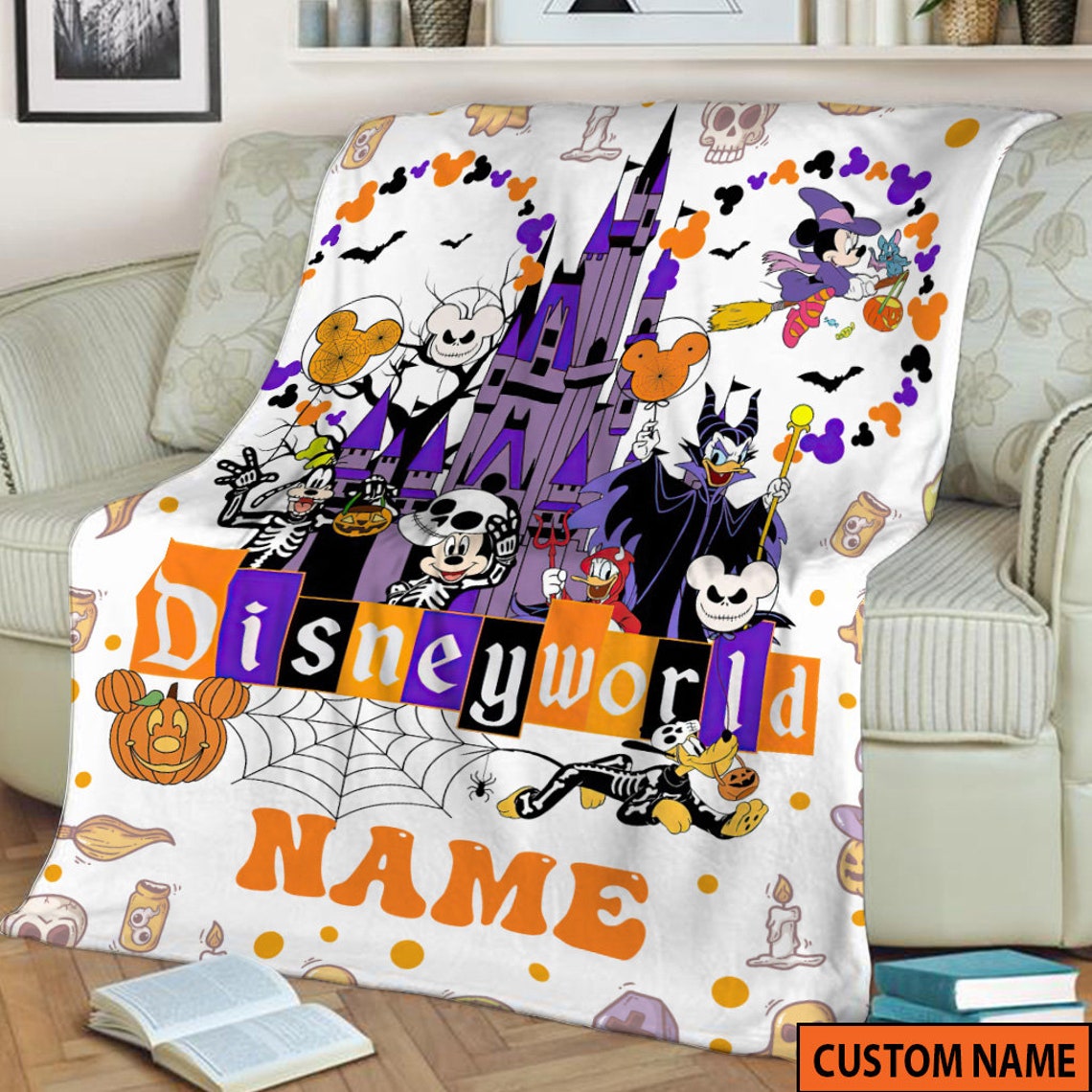 Personalized Name Mickey and Friends Blanket - Halloween Cosplay Villains Gift