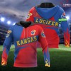 Personalized Ncaa Kansas Jayhawks Blue Red All Over Print 3D Hoodie