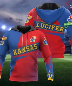 Personalized Ncaa Kansas Jayhawks Blue Red All Over Print 3D Hoodie