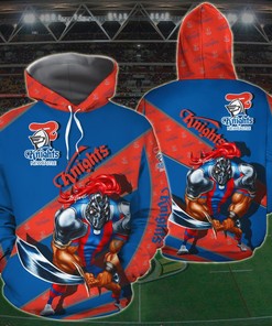 Personalized Newcastle Knights All Over Printed Nrl Hoodie With Mascot And Custom Name