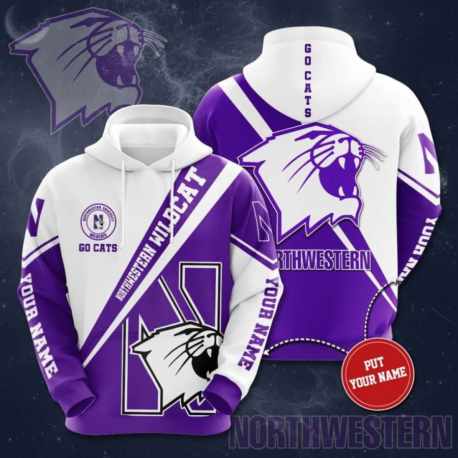 Personalized Northwestern Wildcats No1484 Custom All Over Print Hoodie 3D