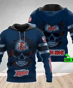 Personalized Nrl Skull Design Custom All Over Print 3D Hoodie For Sydney Roosters Fans