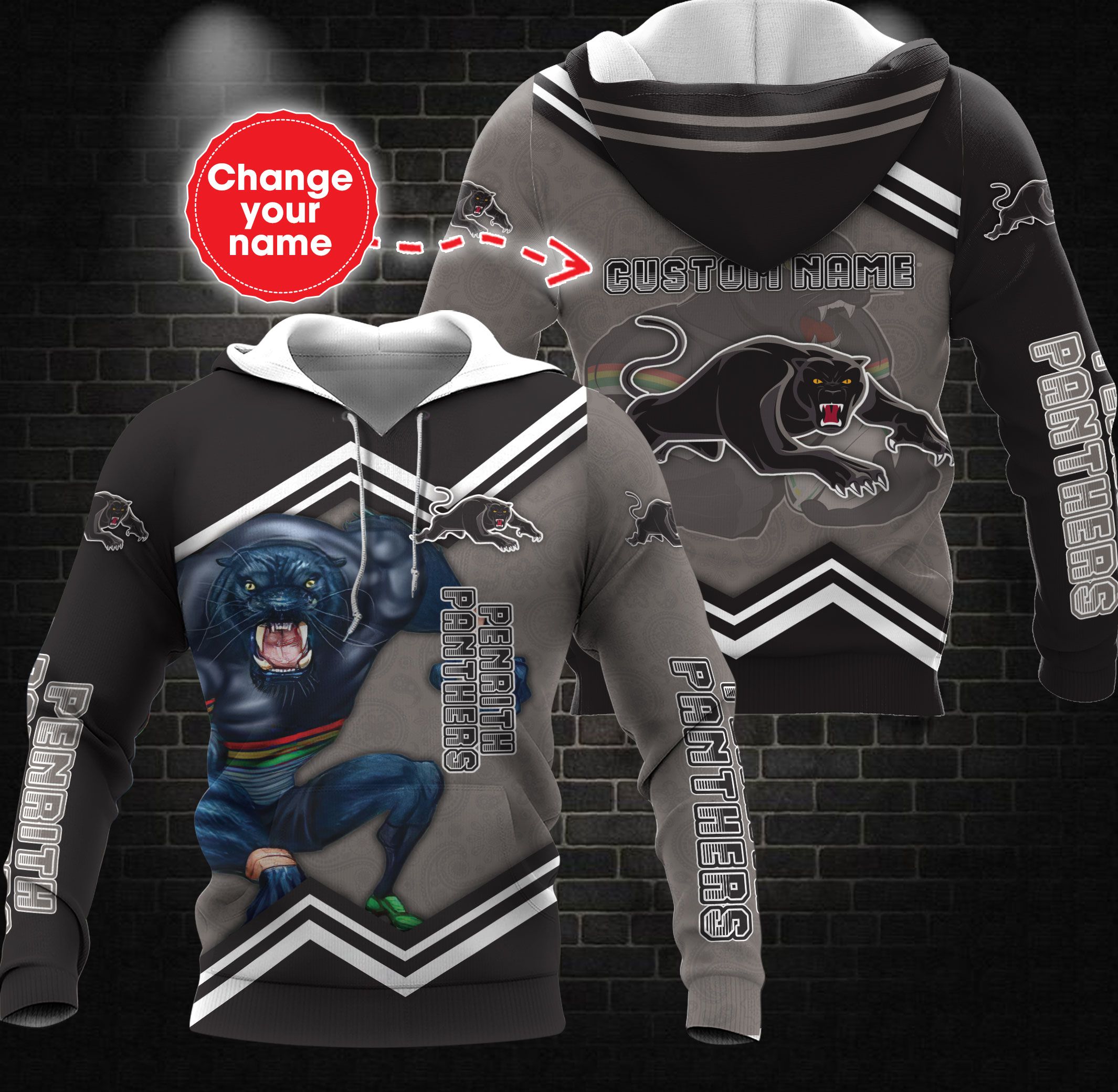 Personalized Penrith Panthers Nrl Custom All Over Print 3D Hoodie With Mascot And Custom Name