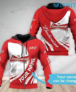 Personalized Red And White Budweiser All Over Print 3D Hoodie For Beer Lovers