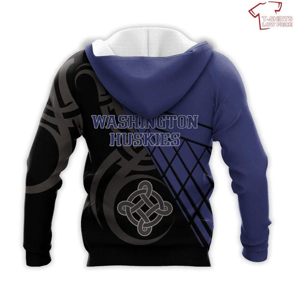 Personalized Washington Huskies Celtic Knot 3D All Over Print Hoodie - Make It Yours