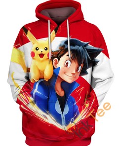 Pikachu And Ash Ketchum All Over Print 3D Hoodie