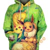 Pikachu & Eevee 3D Hoodie With Custom Name All Over Print 