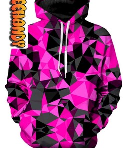 Pink And Black Geo Unisex 3D Hoodie With Graphic Print 