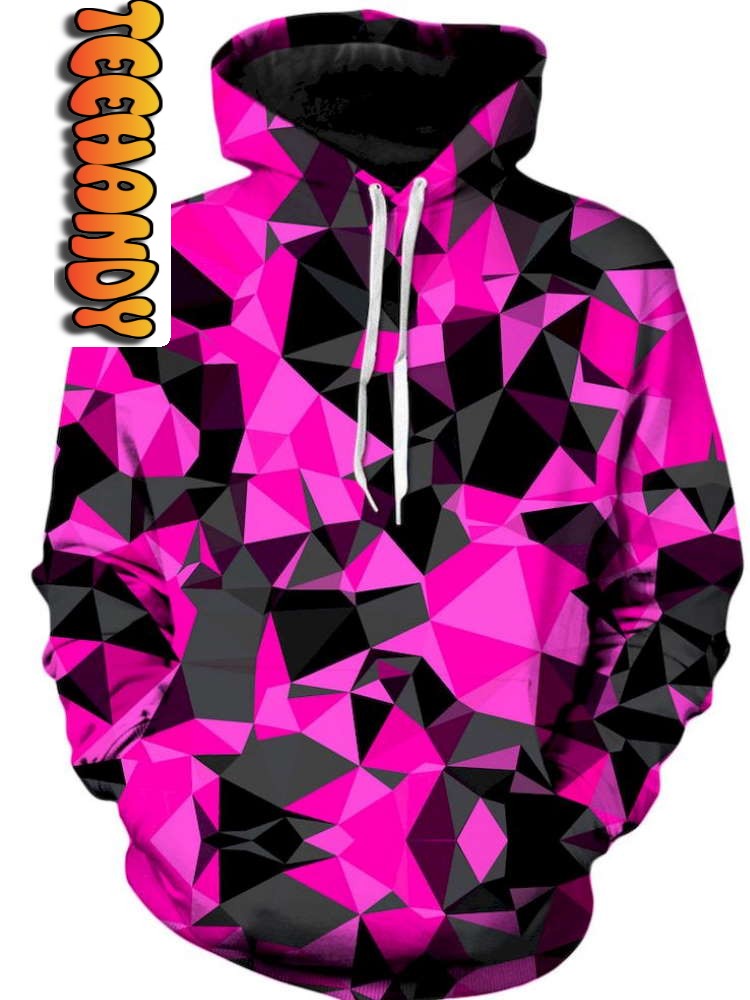 Pink And Black Geo Unisex 3D Hoodie With Graphic Print