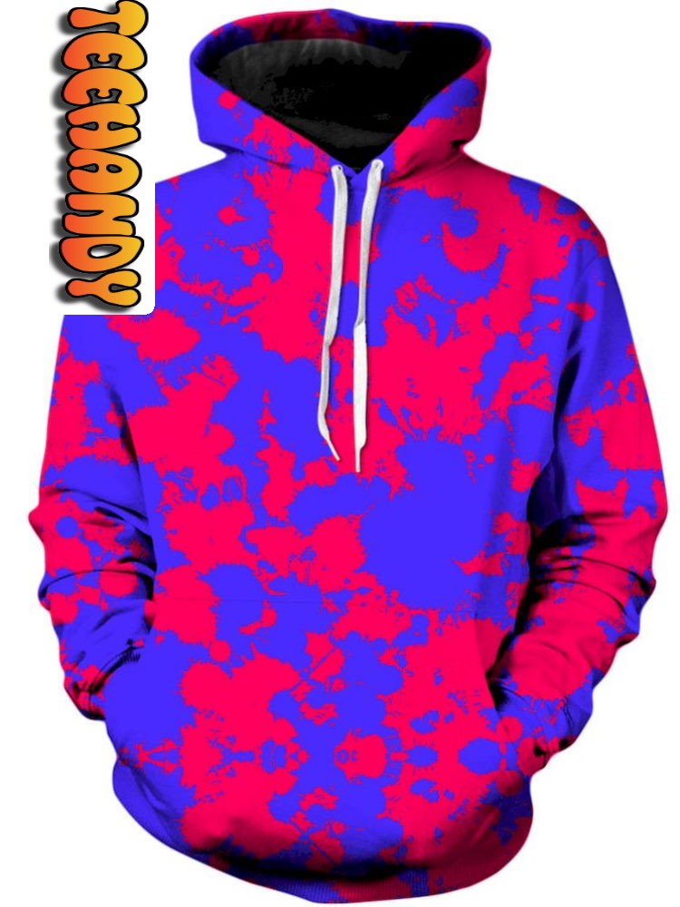 Pink And Violet Paint Splatter Unisex 3D Hoodie With All Over Print Design