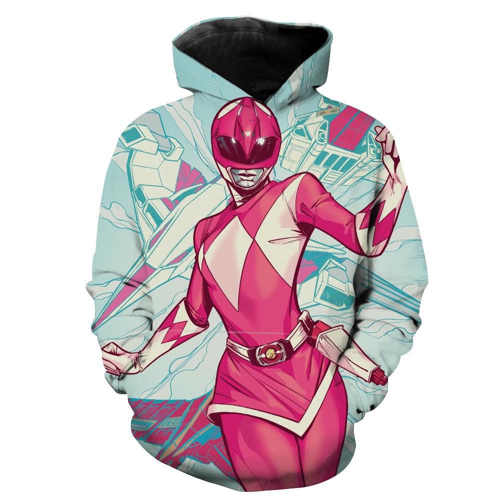 Pink Power Ranger 3D Hoodie With All Over Print Design