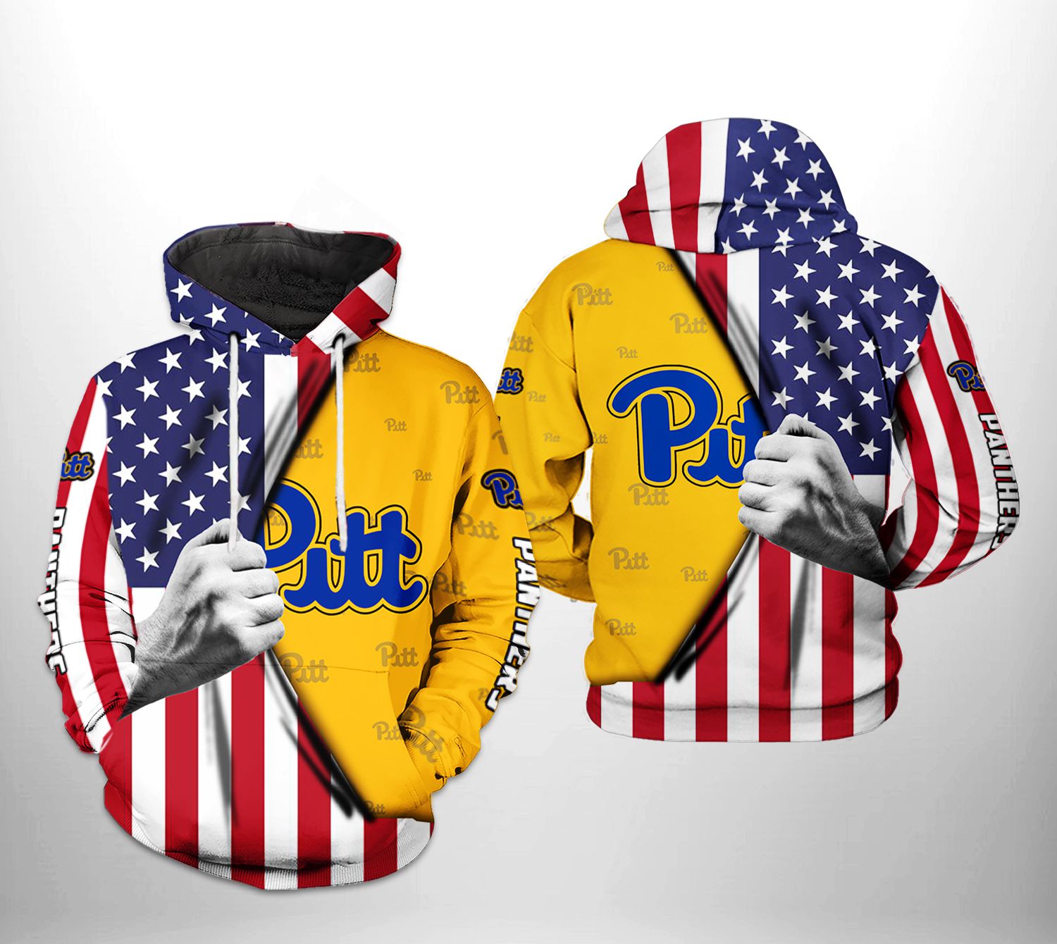 Pitt Panthers Us Flag All Over Print 3D Printed Hoodie/Zipper Hoodie - Ncaa Fans