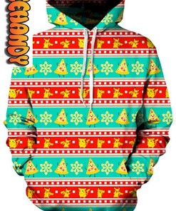 Pizza Pikachu Ugly Unisex 3D Hoodie With Graphic Print