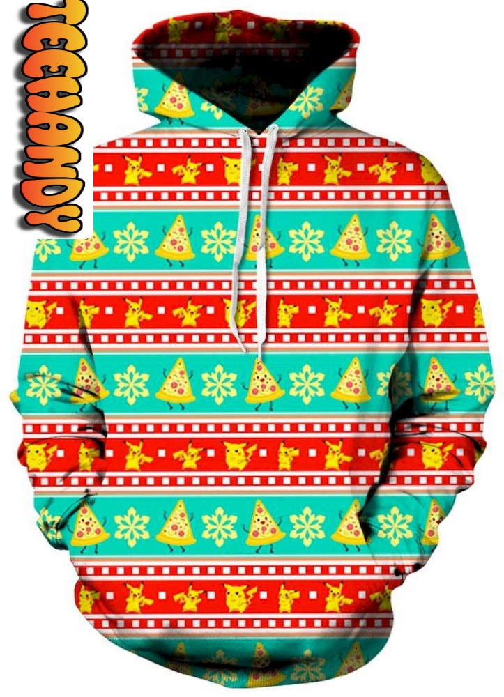 Pizza Pikachu Ugly Unisex 3D Hoodie With Graphic Print