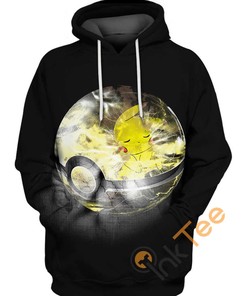Pokeball And Pikachu 3D Hoodie With All Over Print Graphic 