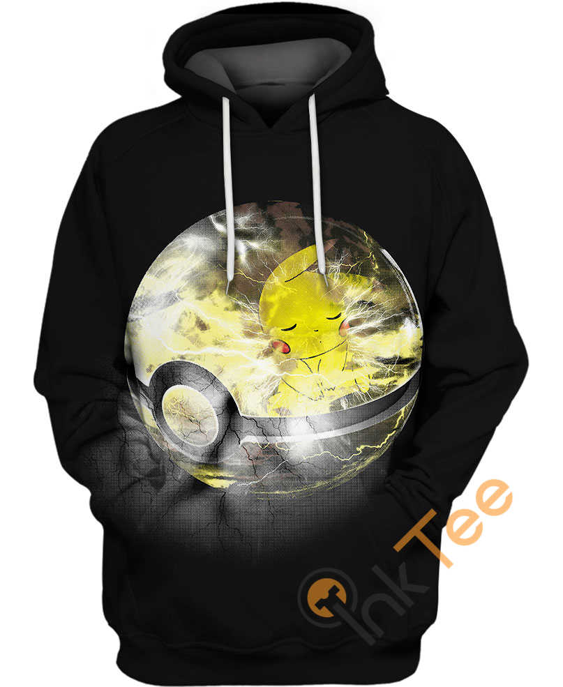 Pokeball And Pikachu 3D Hoodie With All Over Print Graphic