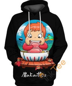 Ponyo Kids 3D Hoodie With Custom Graphic Print 