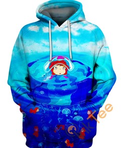 Ponyo On The Sea 3D Hoodie With All Over Print Design 