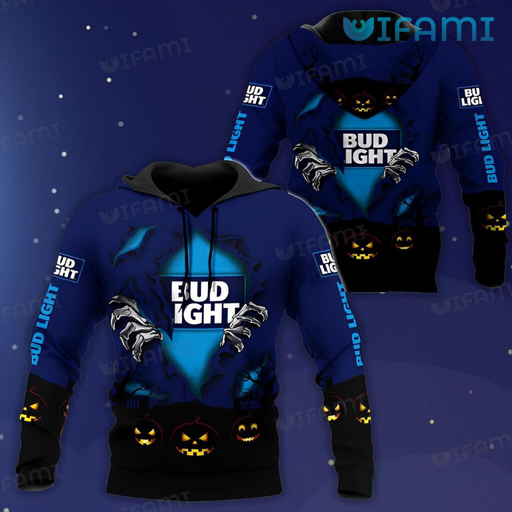 Pumpkin Scary Night Bud Light 3D Hoodie - Men'S 3D Hoodies