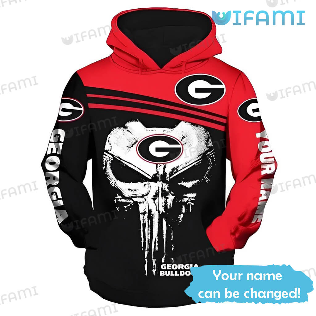 Punisher Skull Design On Georgia Bulldogs Hoodie - Ideal Bulldog Fan Gift