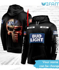 Punisher Skull Usa Flag Bud Light 3D Hoodie - All Over Print Hoodie Printful