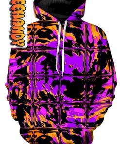 Purple Blackout Rave Glitch Unisex All Over Print Hoodie 3D