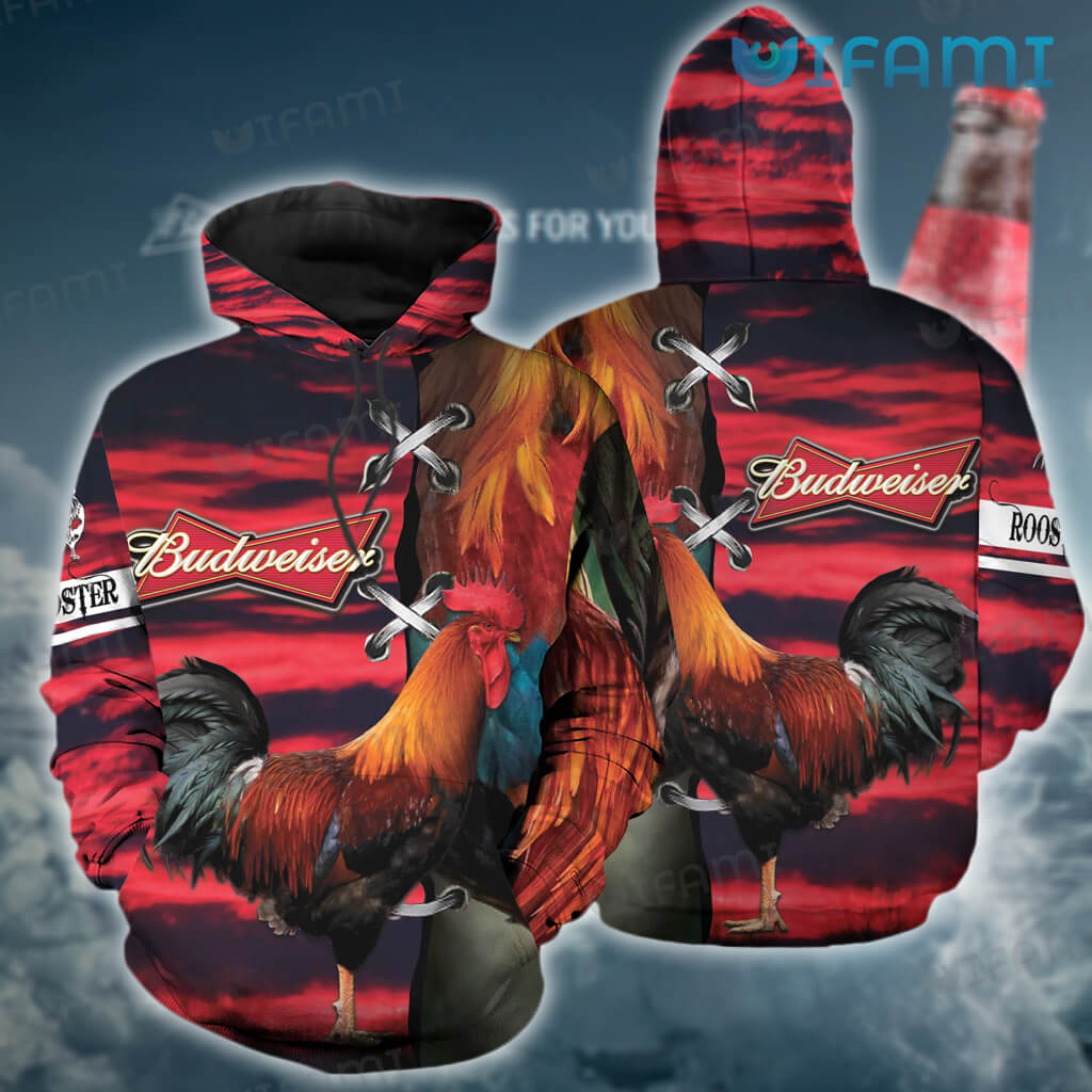 Red Chicken Stitches Budweiser 3D Hoodie - All Over Print Hoodies For Women