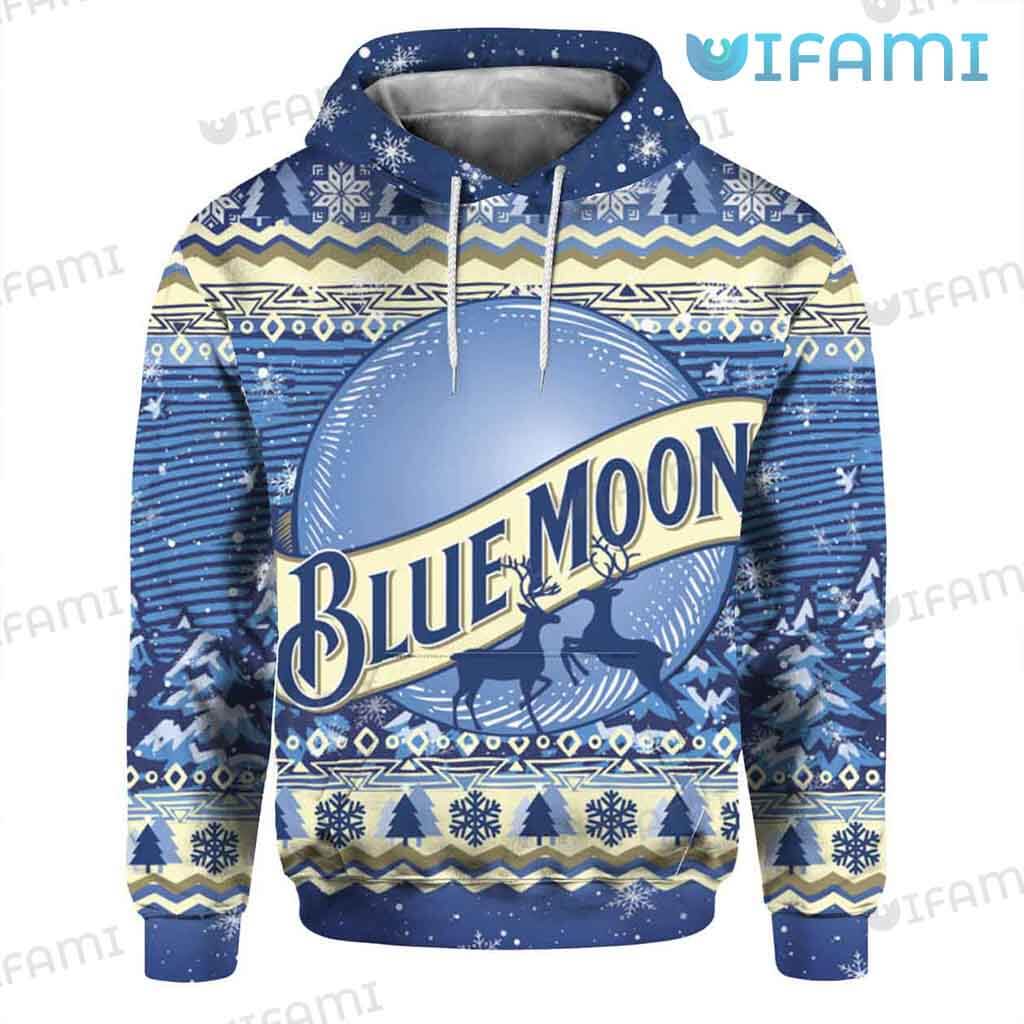 Reindeer Meets Beer With This Blue Moon Beer 3D Hoodie - Perfect Gift For Beer Lovers