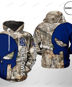 Rice Owls Camo Veteran Hunting All Over Print 3D Hoodie - Ncaa Fans