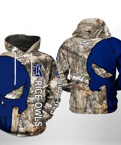 Rice Owls Ncaa Camo Veteran Hunting All Over Print 3D Hoodie - 3D Printed Hoodies