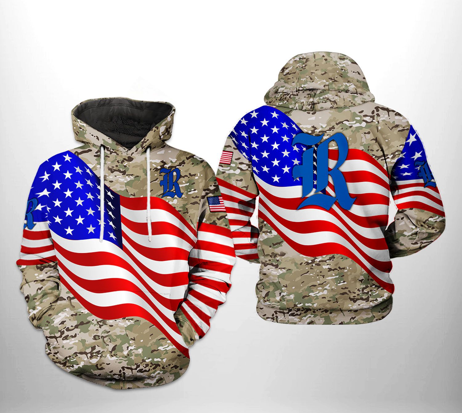 Rice Owls Ncaa Us Flag Camo Veteran All Over Print 3D Hoodie - All Over Print Hoodie Printful