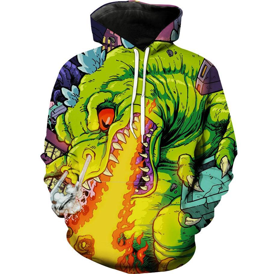 Rugrats Reptar Dinosaur All Over Print 3D Hoodie - All Over Print Hoodies For Women