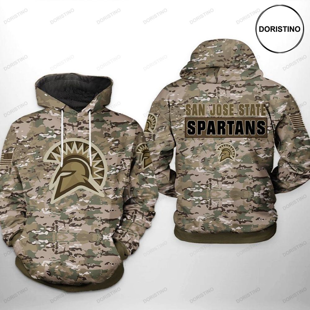 San Jose State Spartans Us Flag Camo Veteran 3D Hoodie - Awesome Gift
