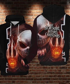 Scary Jack Skellington Black 3D Printed Hoodie