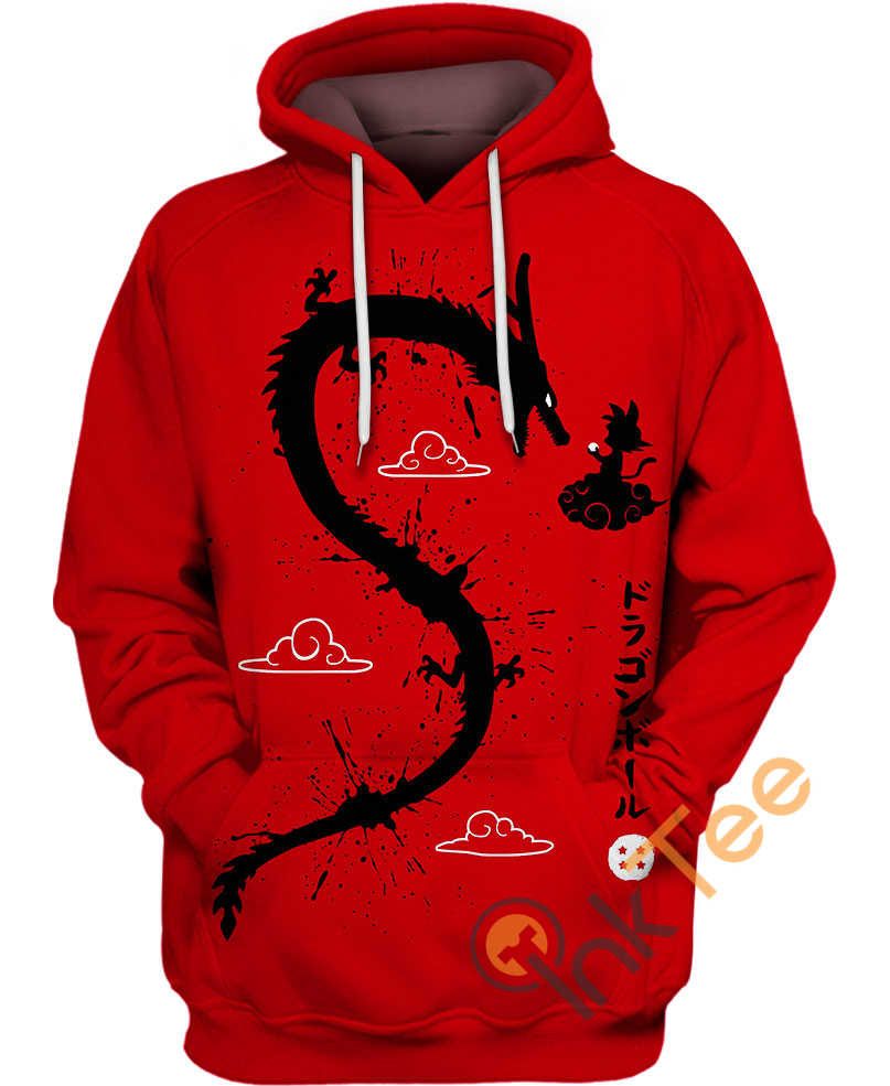 Shenron And Son Goku Silhouette 3D Hoodie