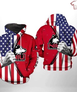 Show Off Your American Pride With The Ncaa Northern Illinois Huskies American Flag 3D All Over Print Hoodie