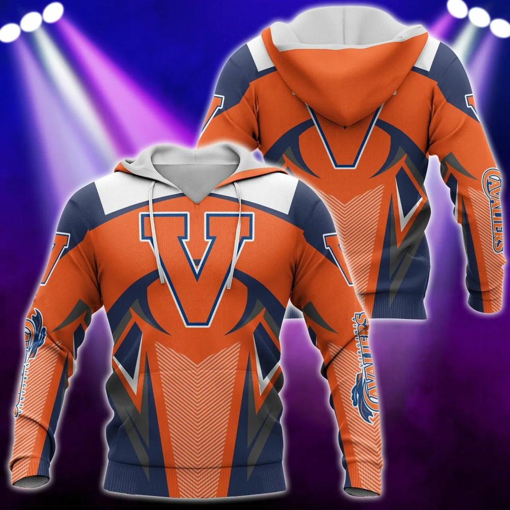 Show Off Your Team Spirit With The Virginia Cavaliers Logo 3D Hoodie - Perfect For College Gifts