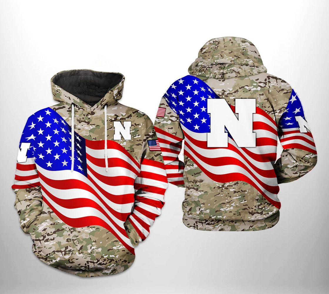 Show Your Camo With Nebraska Cornhuskers Us Flag Camo Veteran 3D All Over Print Zip Hoodie Gifts For Ncaa Fans
