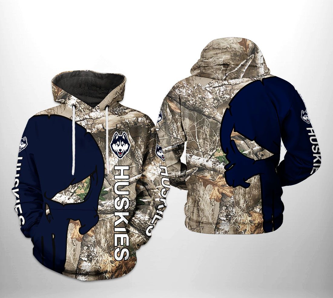 Show Your Hunting Side With Uconn Huskies Ncaa Camo Veteran Hunting 3D Printed Hoodie/Zip-Up Hoodie